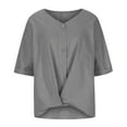 thumbnail image 3 of 2026 ! JINMGG Fall Long Sleeve Shirts for Women, Womens Summer Fall Tops 2026 Women's V-Neck Long Sleeve Loose Button Cotton and Linen Tunic Shirts Summer Shirts Blouse, 3 of 7