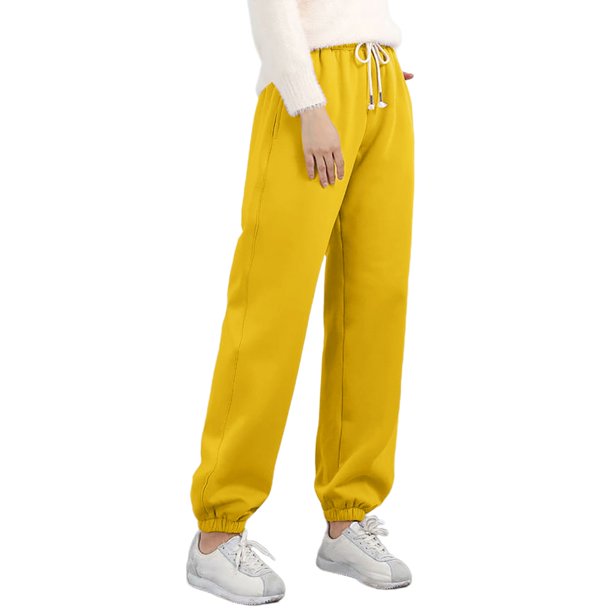 Gibobby Pantalones para mujer cintura alta para el frío Pantalones deportivos gruesos de felpa de otoño e invierno con plumón de para mujer, pantalones Harun(YE1,G)