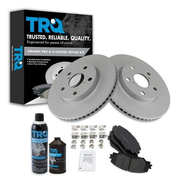 TRQ Front Ceramic Brake Pad Coated Rotor Kit w/Chemicals for Toyota Lexus Scion BKA24304 Fits select: 2013-2018 TOYOTA RAV4 LE, 2006-2012 TOYOTA RAV4