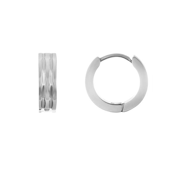 Sensitive Skin Stainless Steel Diamond Cut Huggies Earrings for Him and Her