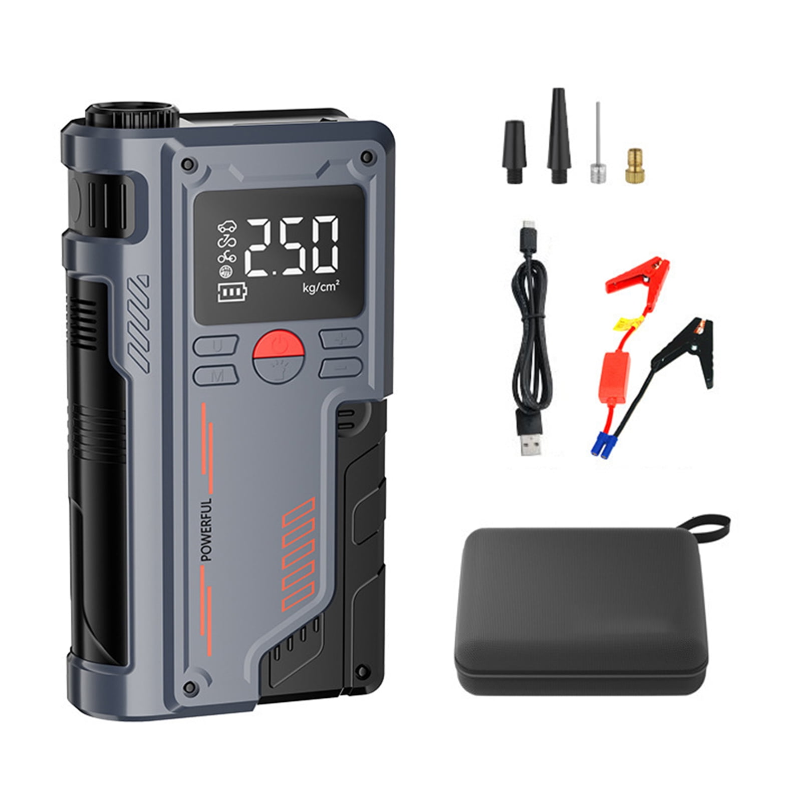 Mistaha Portable Tire Inflator and Jump Starter Kit with Emergency Power Bank - 1000A Peak, 10000mAh, Gray & Black - ST-9631Pro