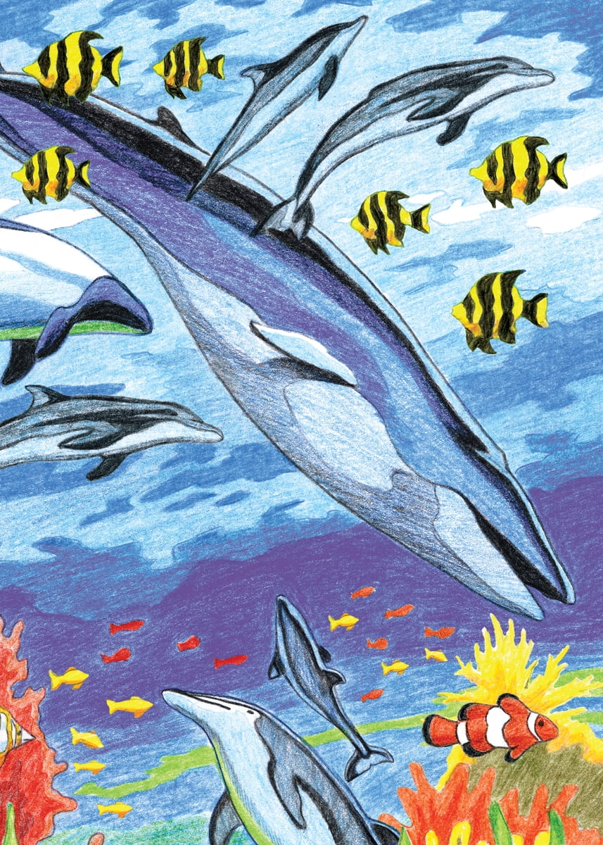 Mini Color Pencil By Number Kit 5'X7'-Under The Sea