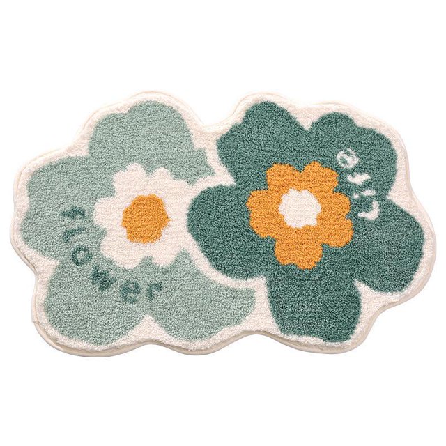 Alfombra de baño de 40 × 60 cm, absorbente y agradable para la piel, con dos pequeños motivos florales