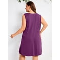 thumbnail image 6 of SHOWMALL Plus Size Sleeveless Summer Dress for Women, Keyhole Cutout Pleated Neck Purple 3X A-Line Dress with Pockets, Soft Casual Sun Dress, 6 of 6