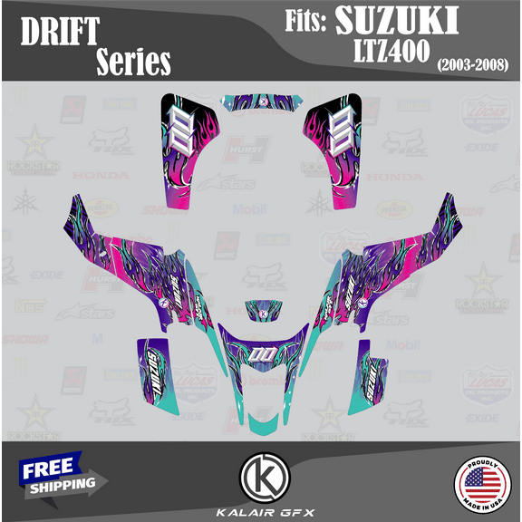 Kalair GFX Graphics Kit for Suzuki ATV LTZ400 (2003-2008) Drift Series