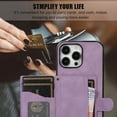 thumbnail image 6 of ELEHOLD Luxury Wallet Case for iPhone 13 Pro Max 6.7" with Card Holders Magnetic Closure Kickstand Function Shockproof Purse Case with Detachable Crossbody Shoulder Strap,Purple, 6 of 7