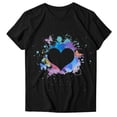 thumbnail image 7 of Rutainlusire Womens Tops Clearance Fashion Woman Rounk Neck Summer Short Sleeve Blouse T-Shirt Causal Printing Tops, 7 of 7
