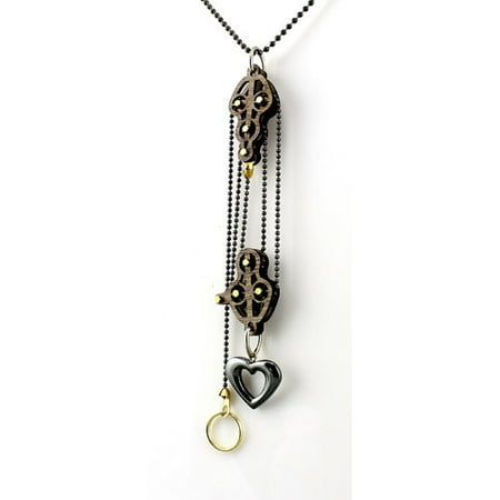 Green Tree Jewelry Wood Block and Tackle Pulley Heart Pendant