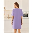 thumbnail image 4 of Ekouaer Cotton Nightgowns for Women Short Sleeve Sleep Shirts Crew Neck Night Dress Nightshirt with Pockets, 4 of 6