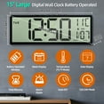 thumbnail image 6 of LEIKE 15" Digital Wall Clock Battery Operated Large Display with Date and Day of Week, Large Number with Temperature, Auto DST, Alarm, Snooze, 12/24H for Desk Office, 6 of 8