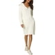 thumbnail image 2 of INSPIRAR CHIC Vestido de suéter midi casual de manga larga con cuello en V y cremallera para mujer en blanco S, 2 of 6