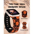 thumbnail image 3 of Wearlizer Halloween Skull Engraved Band Compatible with Apple Watch Band 40mm 38mm 41mm 49mm 45mm 44mm 42mm Women, Two-Tone Skull Cute Soft Silicone Sport Strap for iWatch Series 9 8/7/6/5/4/3/2/1/SE, 3 of 6