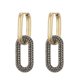 thumbnail image 4 of Pendientes de aro Yashi Geométrico Rectángulo Ovalado Dorado con circonitas azules reales, 4 of 4