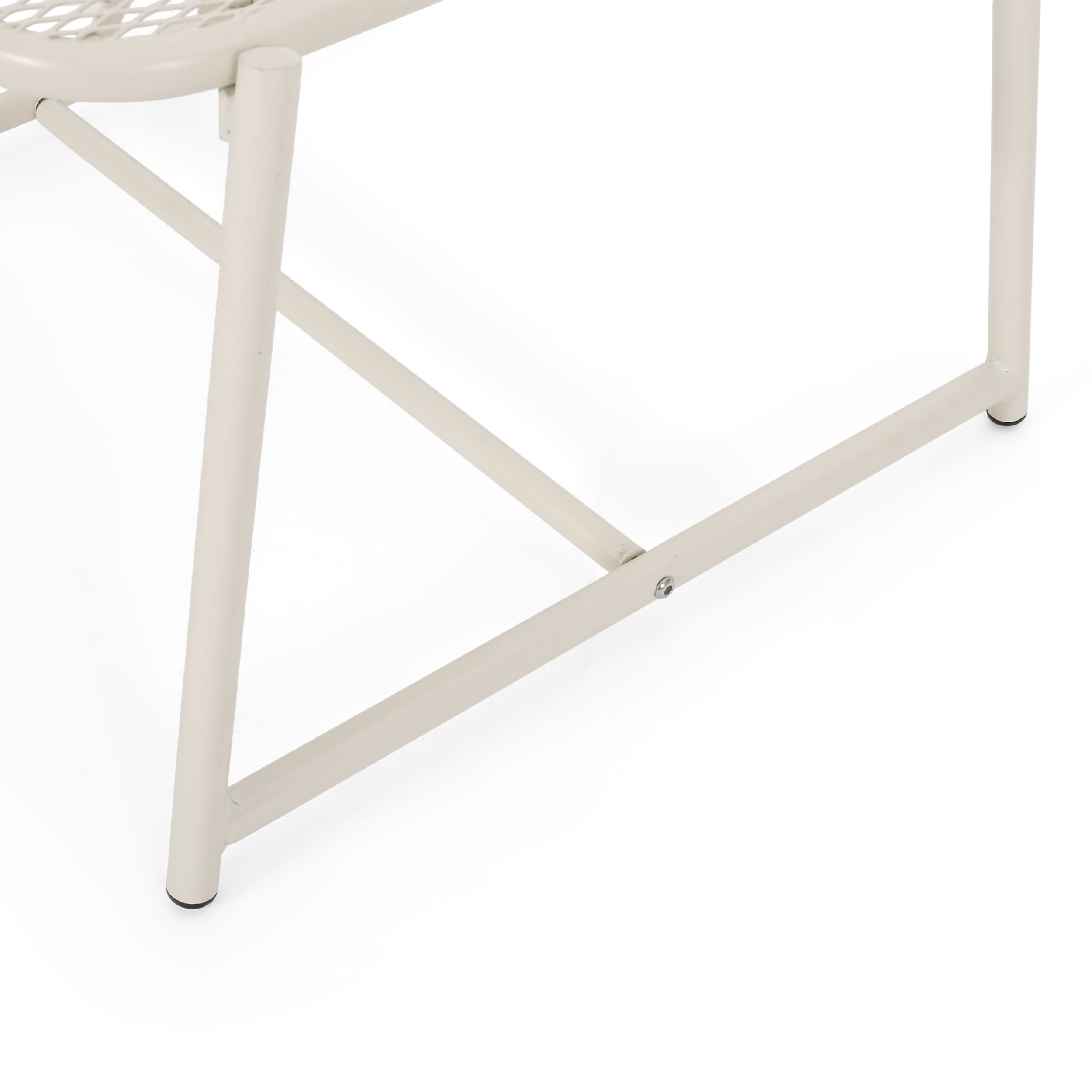 Outdoor Mesh Metal Side Table 13 Inch H, Compact Accent Table for Patio Garden, White