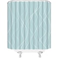 thumbnail image 3 of Turquoise Striped Shower Curtain Line Wavy Simple Modern Fashion Fabric Bathroom Decor Set with Hooks(36" WX72 H), 3 of 3