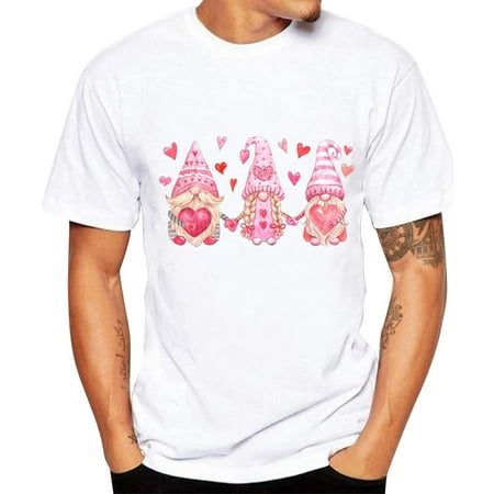 

LBECLEY Men S Big and Tall Mens Fashion Leisure Sports Valentine Cotton Printing Short Sleeve T Shirt Long Sleeve Under Scrub Top I Xl
