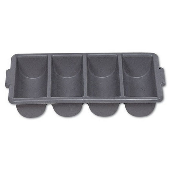Cutlery Bin, 4 Compartments, Plastic, 11.5 X 21.25 X 3.75, Gray | Bundle of 5