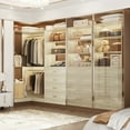 thumbnail image 3 of Homieasy 4.4FT Walk-in Corner Closet System with 4 Drawers, 2 Hanging Rods and Shelves, White Oak, 3 of 8