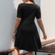 thumbnail image 4 of Vestido Casual de Mujer, Cuello en V de Manga Corta de Tamaño Mayor para la Primavera, el Verano, la Playa, la Fiesta Y el Uso Diario, 4 of 8