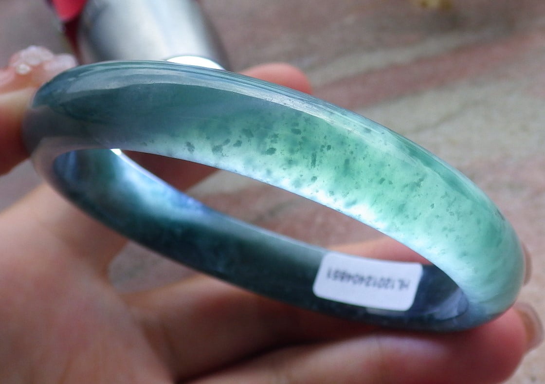 Icy Green Natural A JADE Jadeite Circle Bangle Bracelet 60 mm 682481 TN