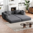 thumbnail image 4 of Eyisean 72.4" Chenille Modular Sectional Sofa, 2 Seater Convertible Loveseat Sofa Bed with Storage Pocket & Cushion, Anti-Slip, Comfy Floor Boneless Couch for Living Room, No Assembly Required, 4 of 21
