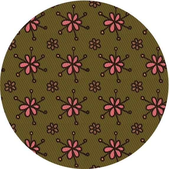 Ahgly Company Indoor Round Patterned Bakers Brown Area Rugs, 8' Round