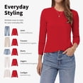 thumbnail image 4 of QUALFORT Women's Long Sleeve Shirts, 100% Cotton Crew Neck Long Sleeve T Shirt for Women, Soft Lightweight Casual Basic Cotton Top, Red S, 4 of 7