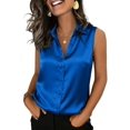 thumbnail image 3 of Zeagoo Satin Blouses for Women Silk Button Down Shirts Sleeveless Office Casual Tank Tops, 3 of 5