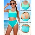 thumbnail image 4 of Girls Swimsuit 2 Piece Color Block Swimwear Teen Bathing Suit Girl's Bikini Set Size 9-16Y, 4 of 6