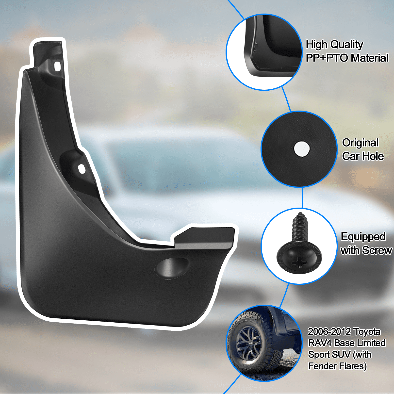 SPEEDWOW Mud Flaps Splash Guards 4PCS Front & Rear Side Mud Guards Compatible with Toyota RAV4 2006-2012 3th gen with OEM Fender Flares