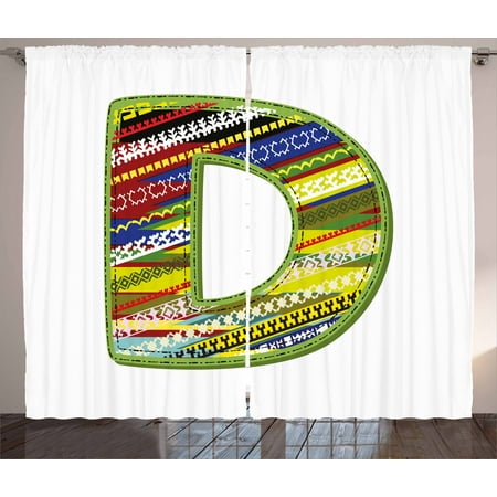 Letter D Curtains 2 Panels Set Of Ornament From Alphabet Letter D Curtains 2 Panels Set Of Ornament From Alphabet Winter Color Scheme Designs