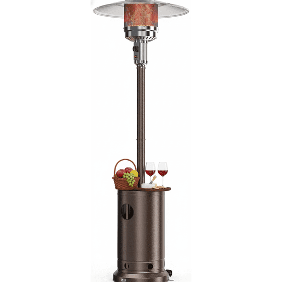 Propane Heater,48000 BTU Gas Patio Heaters for Outdoor with Auto-off Safety Protection,Double Heating Grid and Wheels