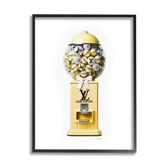 Stupell Industries Yellow Gumball Machine Beauty & Fashion Painting Black Framed Art Print Wall Art, 24 x 30
