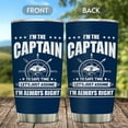 thumbnail image 4 of Captain Tumbler "I'm The Captain & I'm Always Right" 20oz Boater Gifts for Men, Boat Lover Gift, Adds Humor and Pride for Boating Enthusiasts, 4 of 6