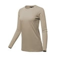 thumbnail image 2 of A2Y Women's Basic Solid Soft Cotton Long Sleeve Crew Neck Top Shirts Ash Mocha L, 2 of 3