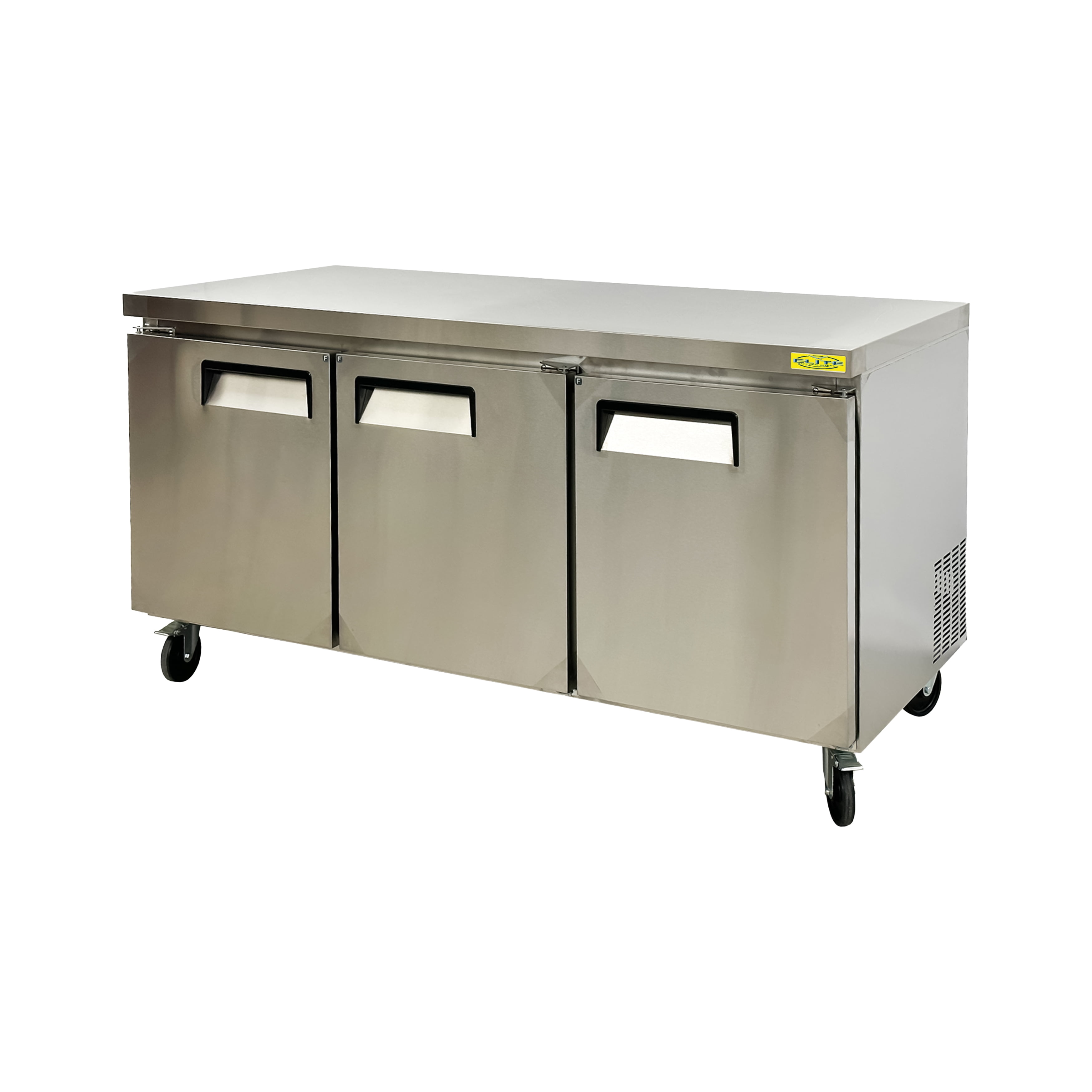 72.5 in. Commercial Undercounter Freezer 20 Cu.Ft, Auto-Defrost Three Solid Door Freezer