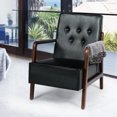 thumbnail image 3 of Costway Chaise Longue Mid-Century Rétro Chaise d'Accent Moderne Tufted Arrière Rembourré Noir, 3 of 10