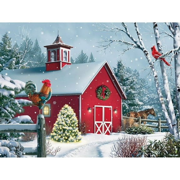 Bits & Pieces 500-Pc Winter Barn II Horse Holiday Puzzle, 18×24 in
