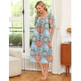 thumbnail image 4 of Avidlove Women's Nightgown Short Sleeve House Dress with Pockets Comfy Loungwear Boho Print Sleepwear, 4 of 6