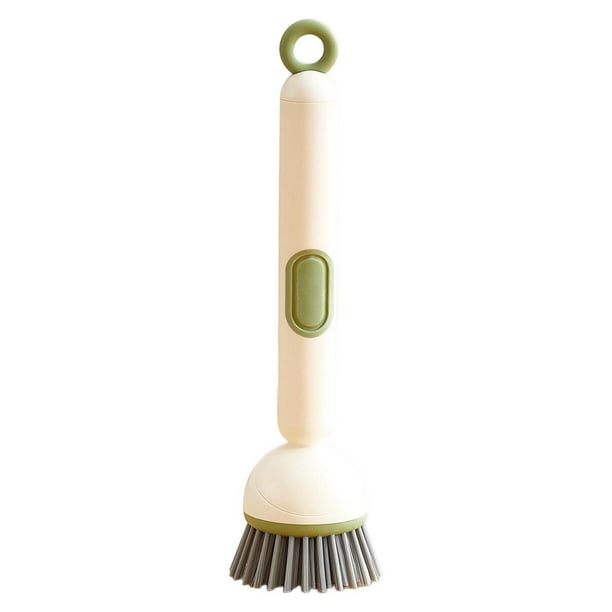 Cepillo de limpieza de cocina de mango largo, cepillo de limpieza multifunción antiadherente con líquido, cepillo giratorio para ollas, cepillo de olla de mango largo