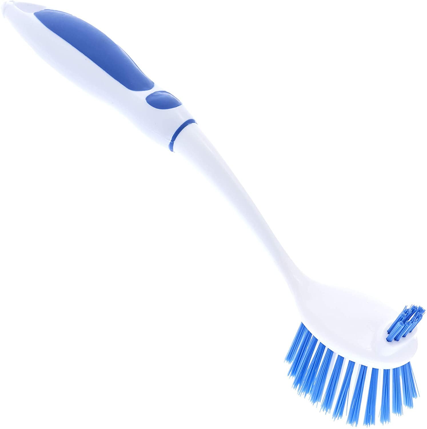 Bcooss Floor Scrub Brush with Long Handle for Cleaning 2 in 1 Scrape and Stiff Bristle Scrubber Brush, White