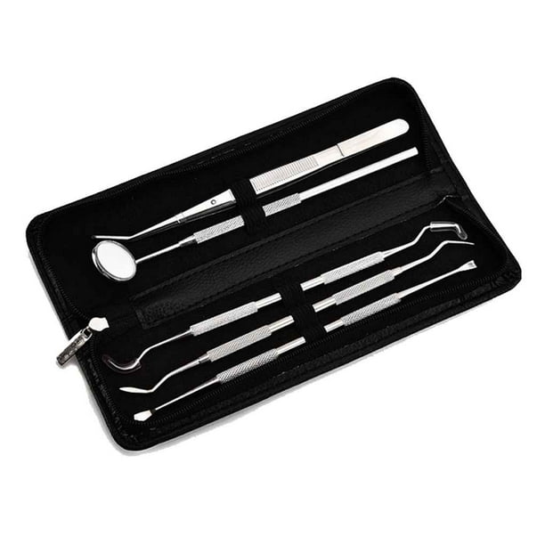 5pcs Stainless Steel Dental Scaler Tool Set Tooth Scraper Mirror Tartar Probe Oral Dental Pick Walmart Com