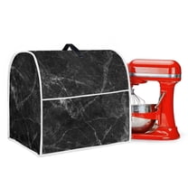 ZIATUBLES Mixer Cover Protective Kitchen Mixer Dust Cover for 4.5-5 Quart Stand Mixer with Top Handle and Front Storage Pockets Easy to Clean, Black Grey Marble