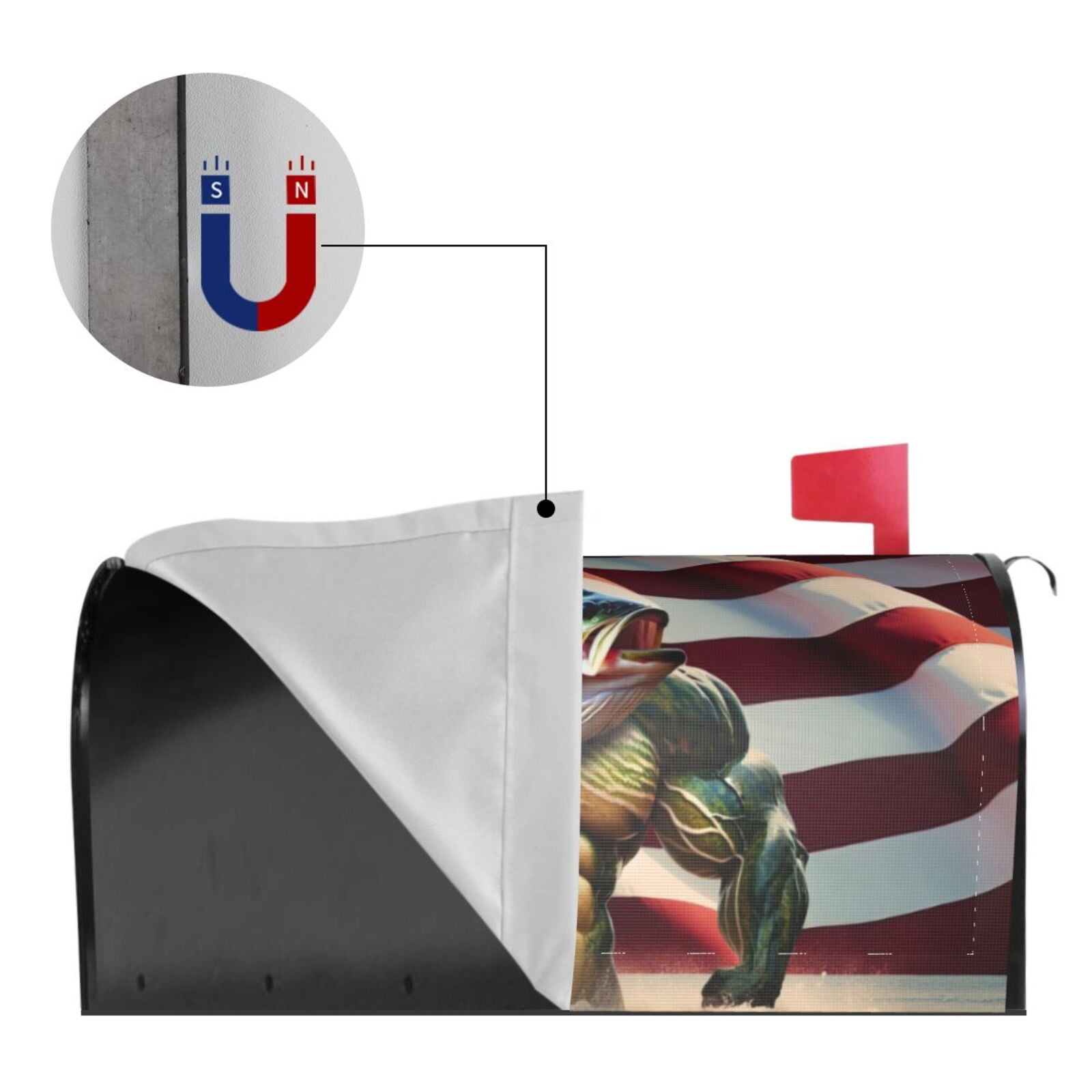 Logiee giant bass with big muscles Print Post Letter Box Wrap Decor, Mailbox Cover Suitable for Standard Mailbox and Large Size Mailbox,Outdoor Yard Decoration-21x18 in