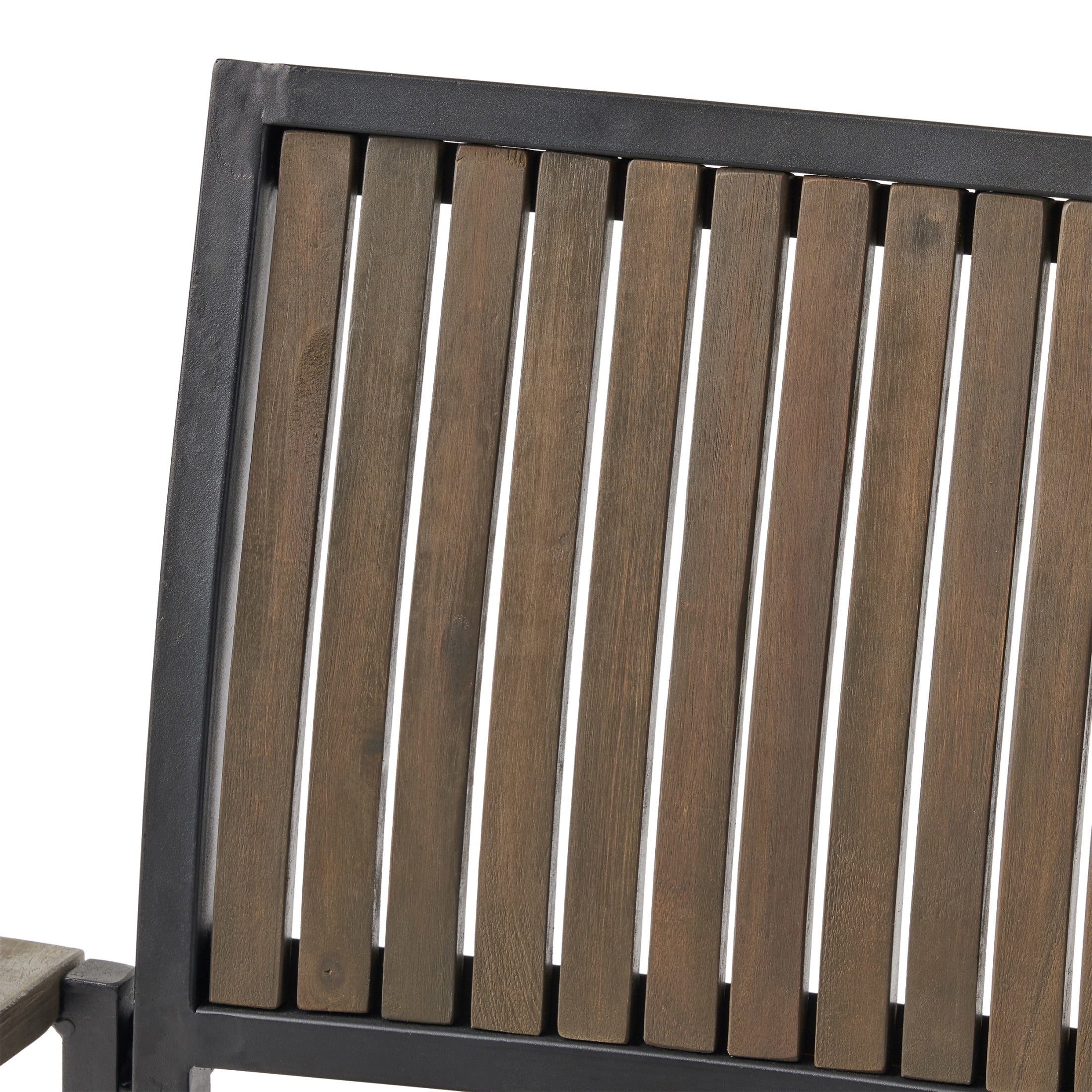 Christopher Knight Home 5-Piece Outdoor Dining Set, Acacia Wood Square Table and Chairs, Teak+Black