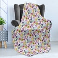 thumbnail image 4 of Floral Soft Flannel Fleece Blanket, Image of Colorful and Translucent Flowers with Ornamental Art in Continuous Pattern, Cozy Plush for Indoor and Outdoor Use, 50" x 70", Multicolor, by Ambesonne, 4 of 5