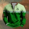thumbnail image 3 of Penkiiy Día de San Patricio de hombre 1/4 Sweatshirt de cuello cremallera Shamrock camisa irlandesa de manga larga 5XL Verde, 3 of 3