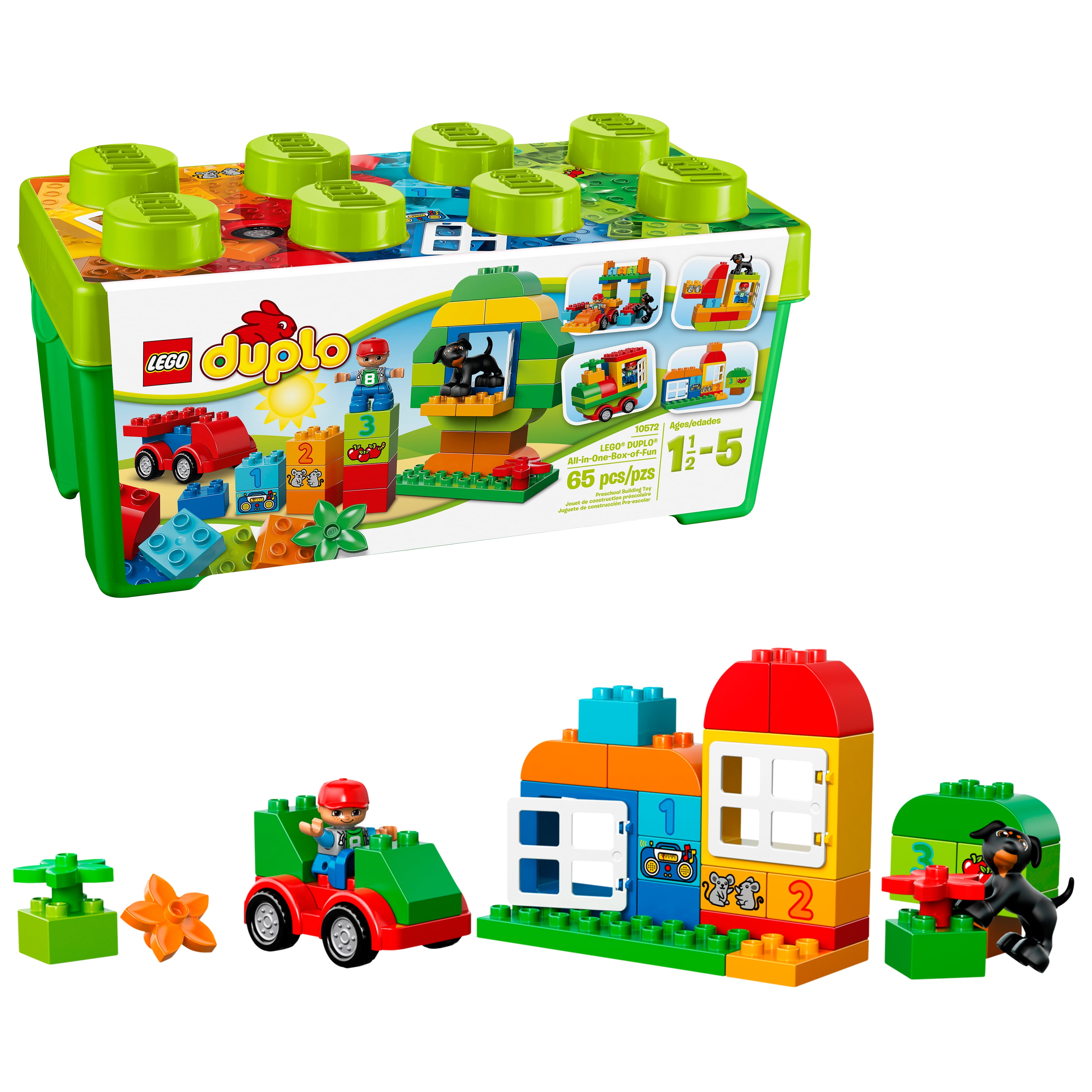 Stræde vakuum plakat LEGO DUPLO All-in-One-Box-of-Fun Brick Box 10572 (65 Pieces) - Walmart.com