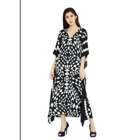 Oussum Black and White Kaftans for Women Geometric Plus Oussum Black and White Kaftans for Women Geometric Plus
