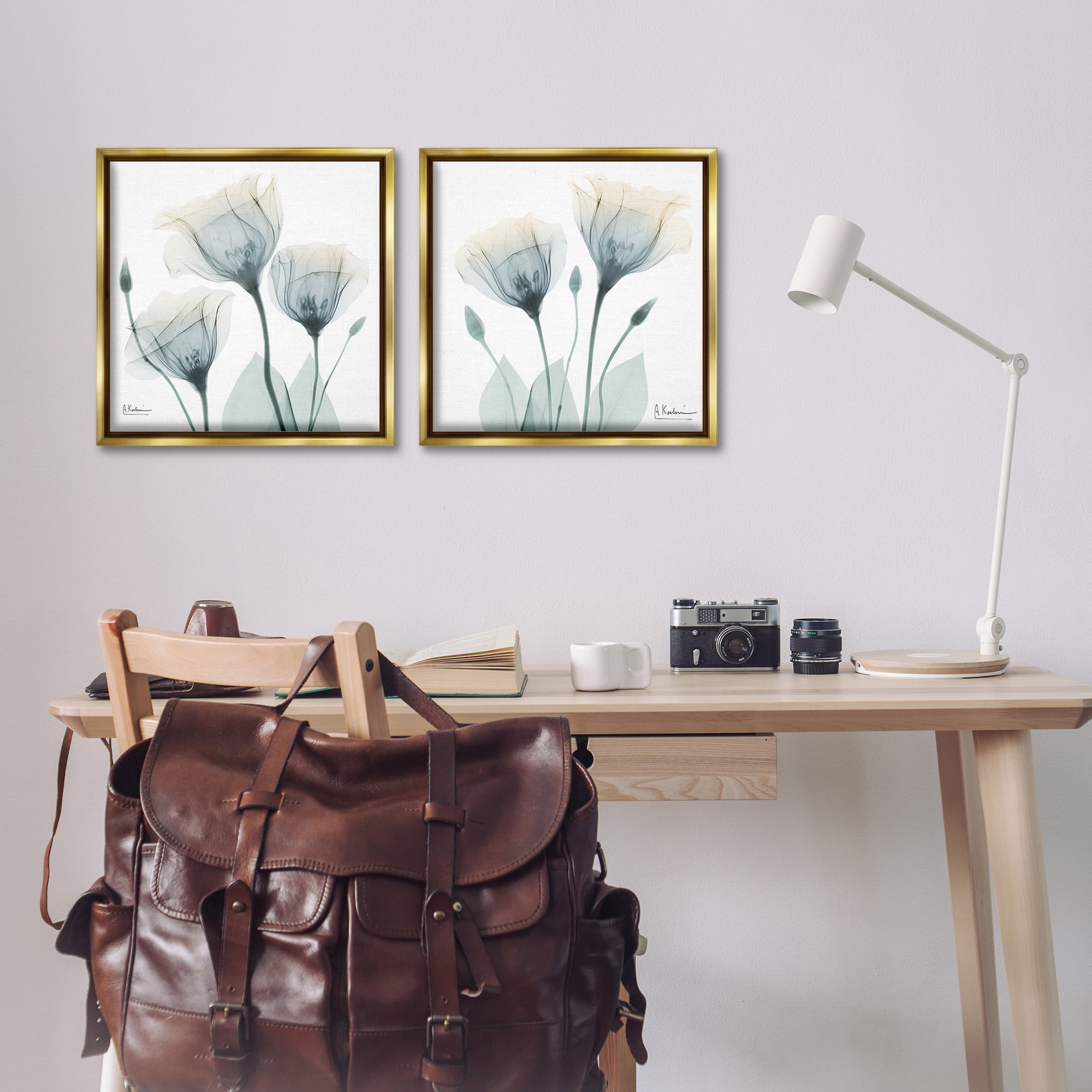 Stupell Industries Budding Opaque Tulips Botanical & Floral Photography Gold Floater Framed Canvas Art Print Wall Art, 18 x 18, Set of 2